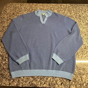 Vintage J. Peterman Blue Men's Sweater ~ XXL